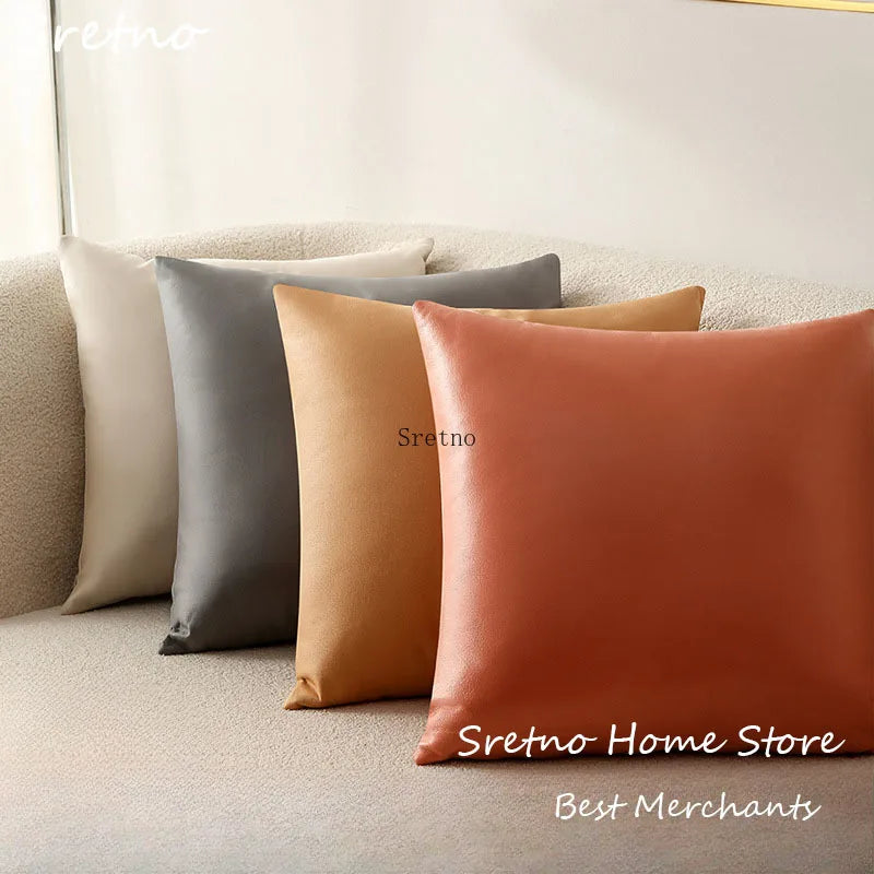 housses coussin carrées unies modernes beige gris orange lit décoration voiture