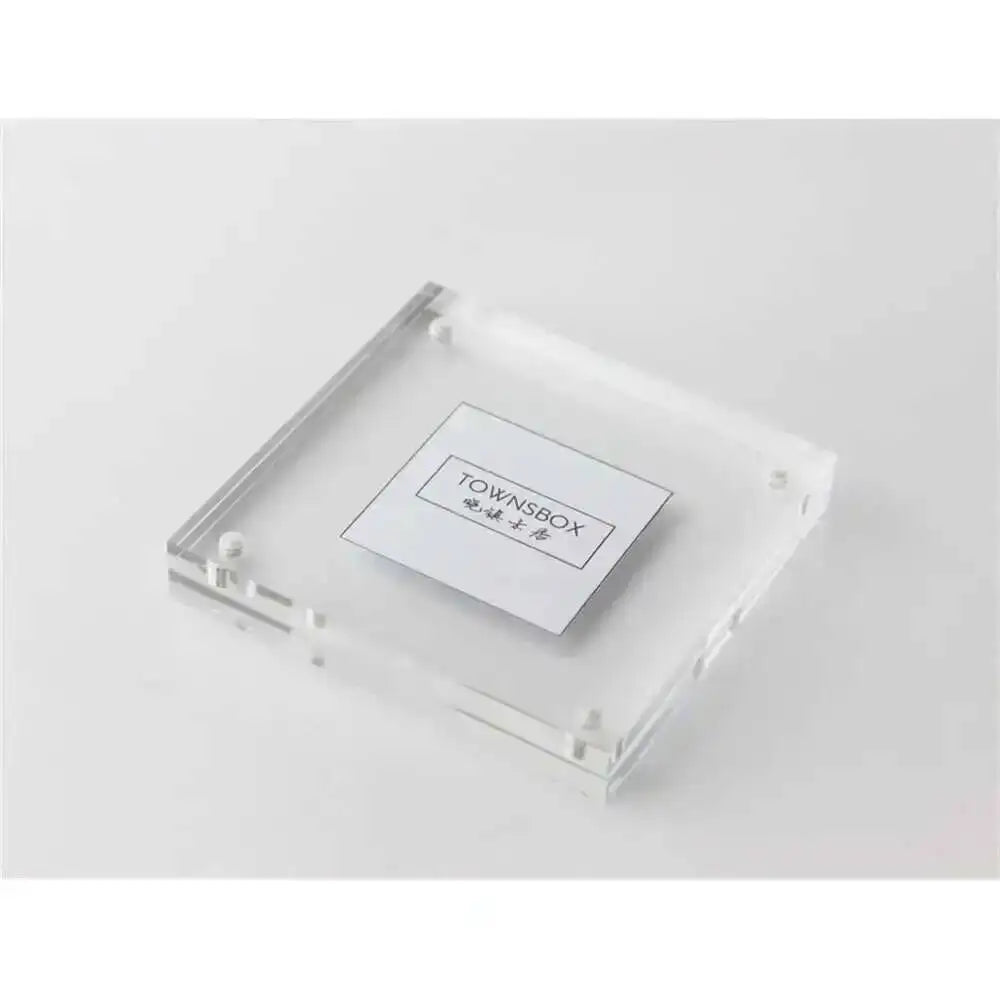 support photo acrylique moderne 10x10cm transparent inclusion plaque présentation
