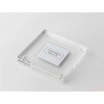 support photo acrylique moderne 10x10cm transparent inclusion plaque présentation