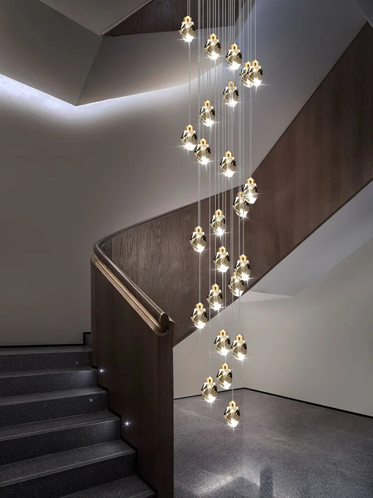 suspension lumineuse contemporaine dorée leds translucides chambre salon élégante 249 2000lm