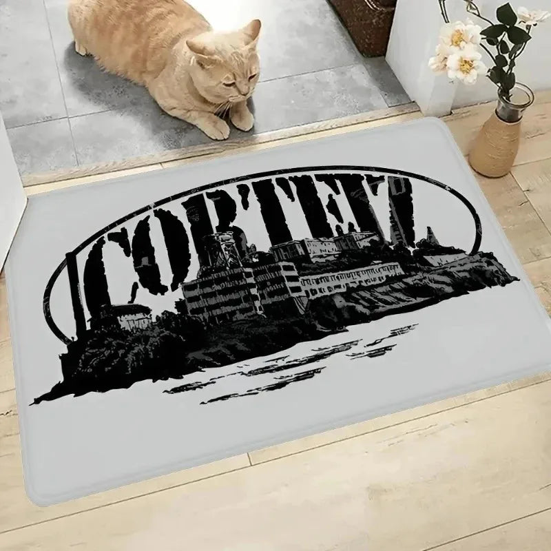 tapis graphique anti dérapant résistant rides moderne corteiz floral bienvenuentrée salon