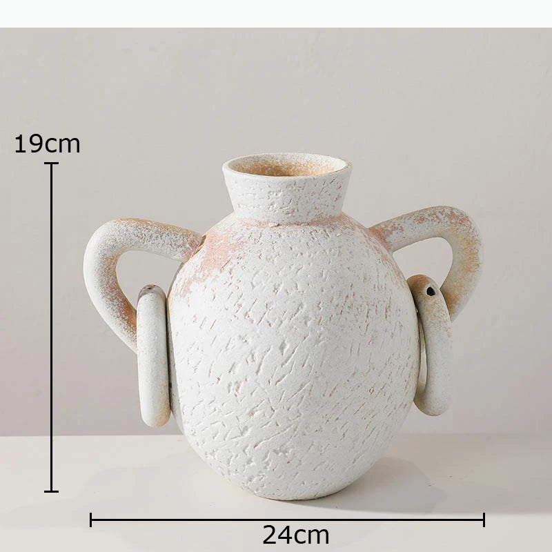 vase moderne minimaliste blanc opaque aspect grumeleux décoration table arrangement floral