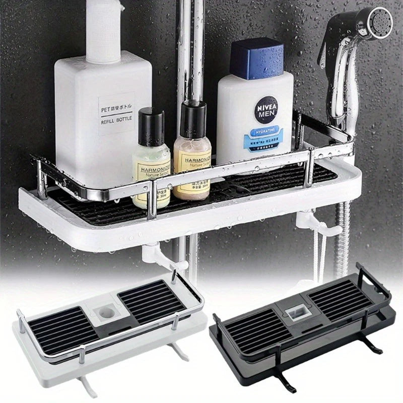étagère salle bain moderne deux niveaux porte savon chromé fixations murales blanc