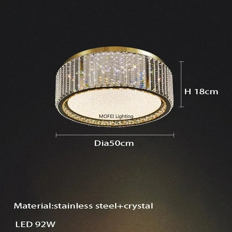 plafonnier moderne doré cristal strass brillant led 4200k 3000k 6000kversible
