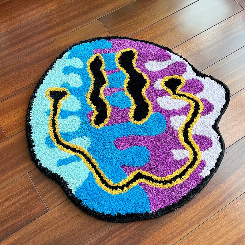 tapis polyester antidérapant imperméable animal compagnie moderne bleu violet blanc Jaune Noir abstrait texture