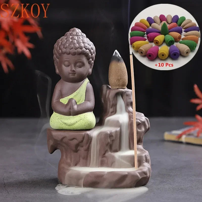 diffuseur d'encens artisanal opalescent motifs naturels 10 cônes colorées salon zen