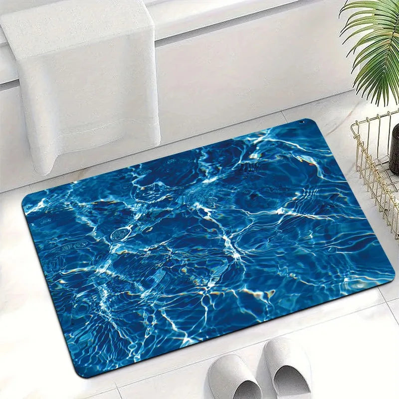 tapis sol moderne bleu vague antidérapant résistant décoloration 30x50cm 40x60cm 50x80cm