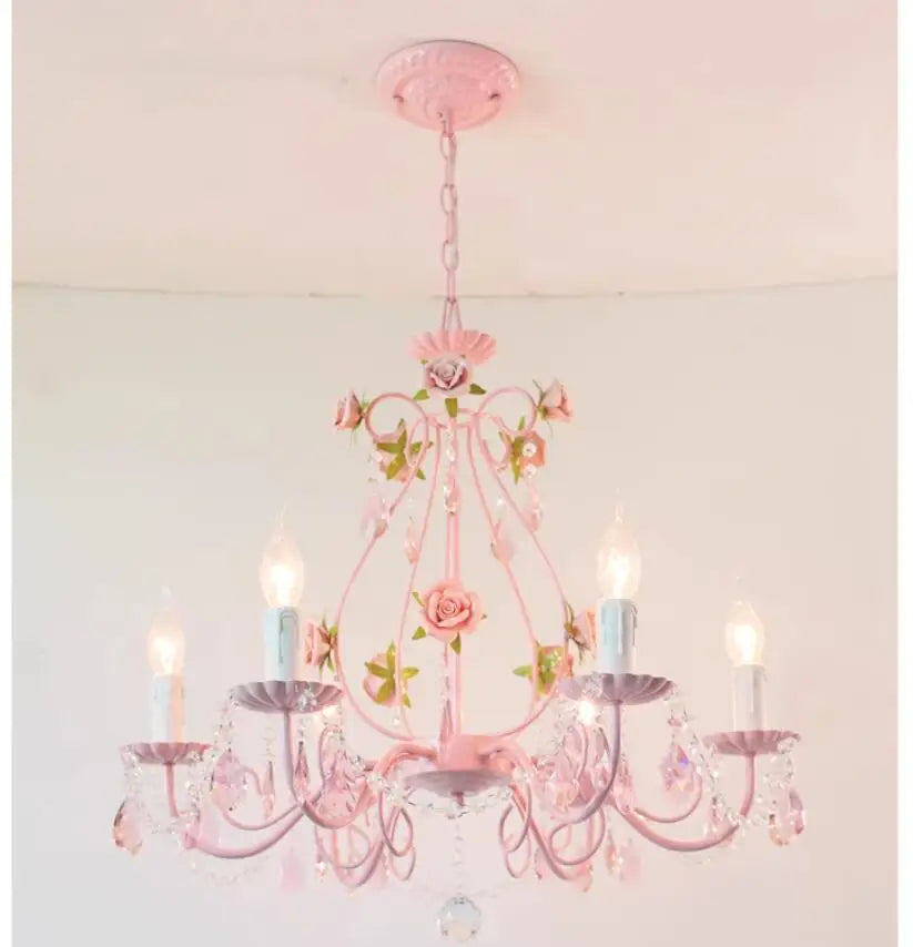 lustre moderne rose cristal fleurs classique romantique suspension chaîne semi encastrée đèn chùm