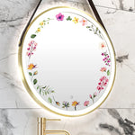 miroir fleur multicolore classique deco salle bains chambre filles acrylique beige doré opacité