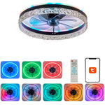 ventilateur led intelligent rvb vitesses ciel étoilé moderne cristal translucent télécommande