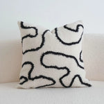 taies d'oreiller géométriques peluche noire blanche abstraction moderne coussin décoratif polyester 45x45cm 30x50cm