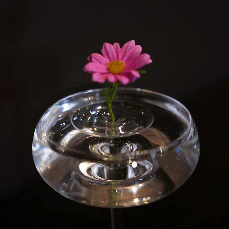 support fleurs flottant transparent moderne adhésif motifs bulles inclusion artificielle rond