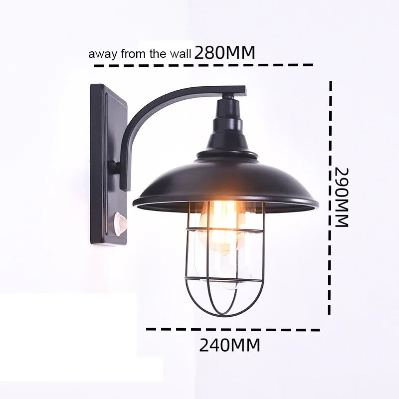 lampe murale industrielle led noir mat ip65 détecteur mouvement éclairage couloir commercial moderne