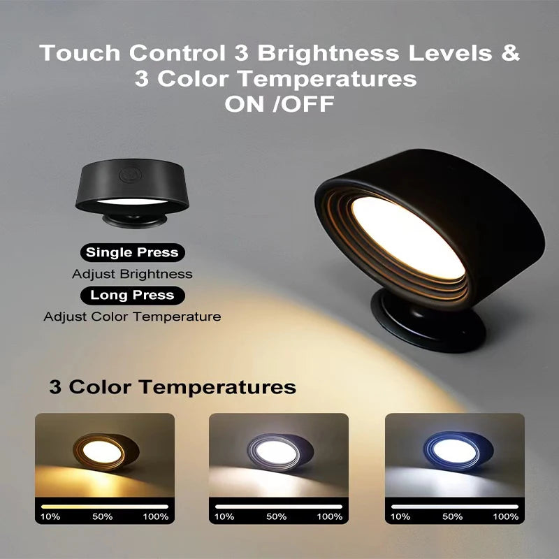 lampes murales led rechargeables ajustables 360 degrés moderne noir blanc orange