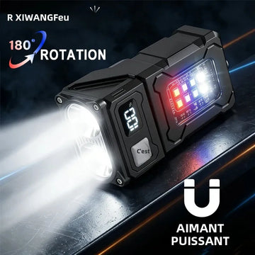 lampe torche rechargeable led usb aimantée moderne 800 lumens 10w variateur modes campingurgence