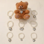 bracelets blanches argent pendentif cœur classique vintage poupées accessoires filles adolescents
