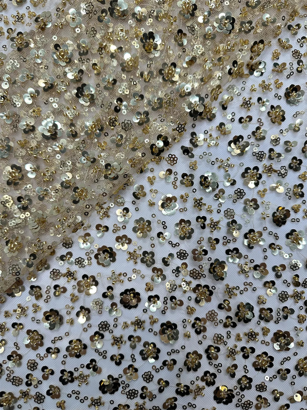 tissu décoratif blanc paillettes fleurs élégant festif polyester coton imperméable occasion mariage haute qualité