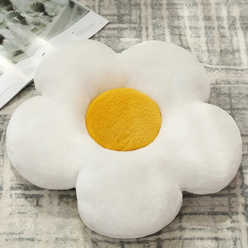 coussin moderne fleurs stylisées velours blanc noir anti décubitus coton 35x35cm