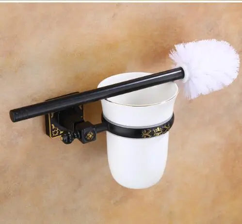 porte brosse wc bronze ornements floraux brosse aluminium pot rangement classique plaque noir