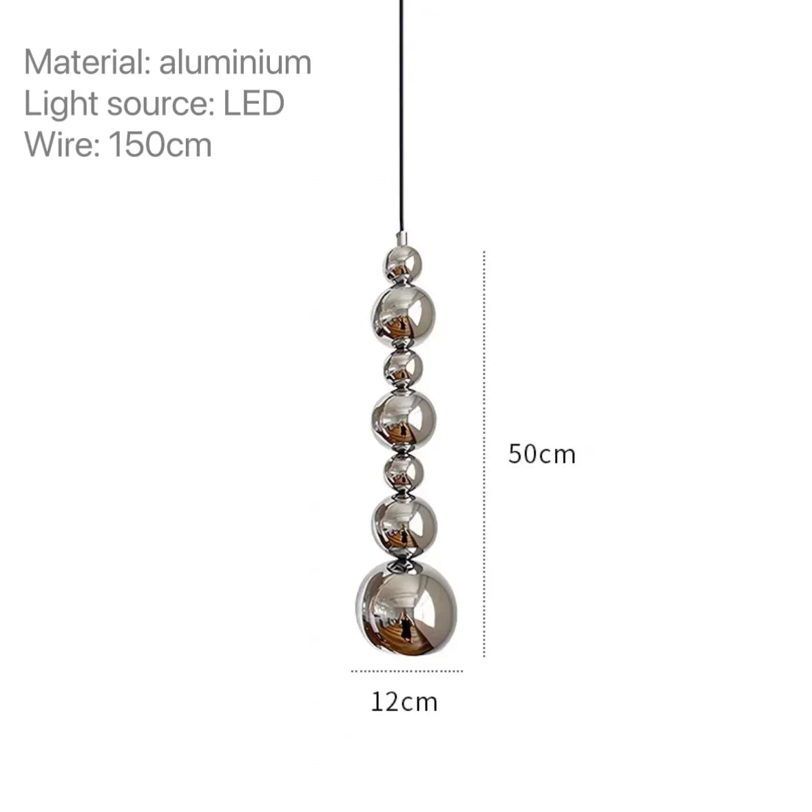 suspension moderne argentée brillant chambre salon éclairage pendentif autonome lampe aluminium contemporain