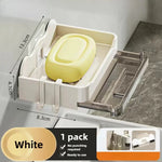 porte savon mural adhésif gris moderne double drainage salle bains organisateur plastique