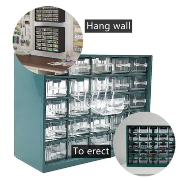 rangements boîte outils tiroirs transparents vert bleu noir modernes 25 compartiments