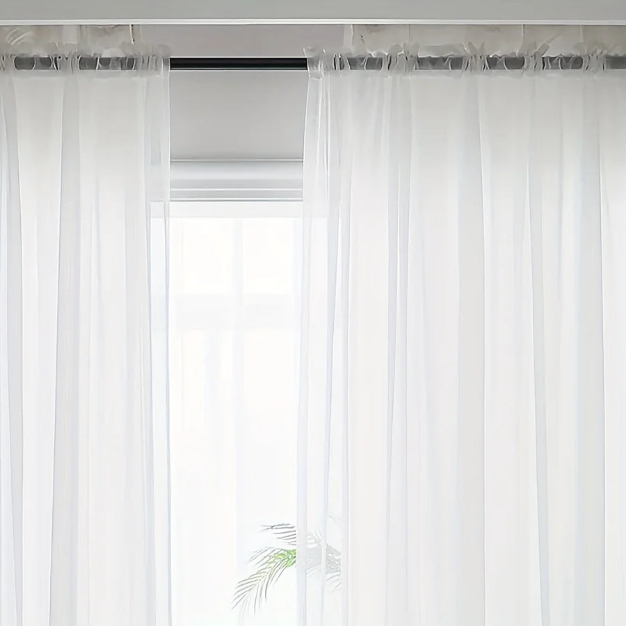 rideau blanc translucide moderne 100% polyester léger fenêtre chambre salon accessoires facile