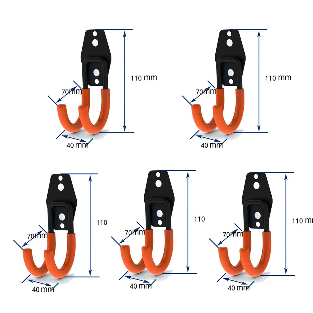 crochet mural moderne noir orange fixations vis chevilles support garage vélos équipements sport