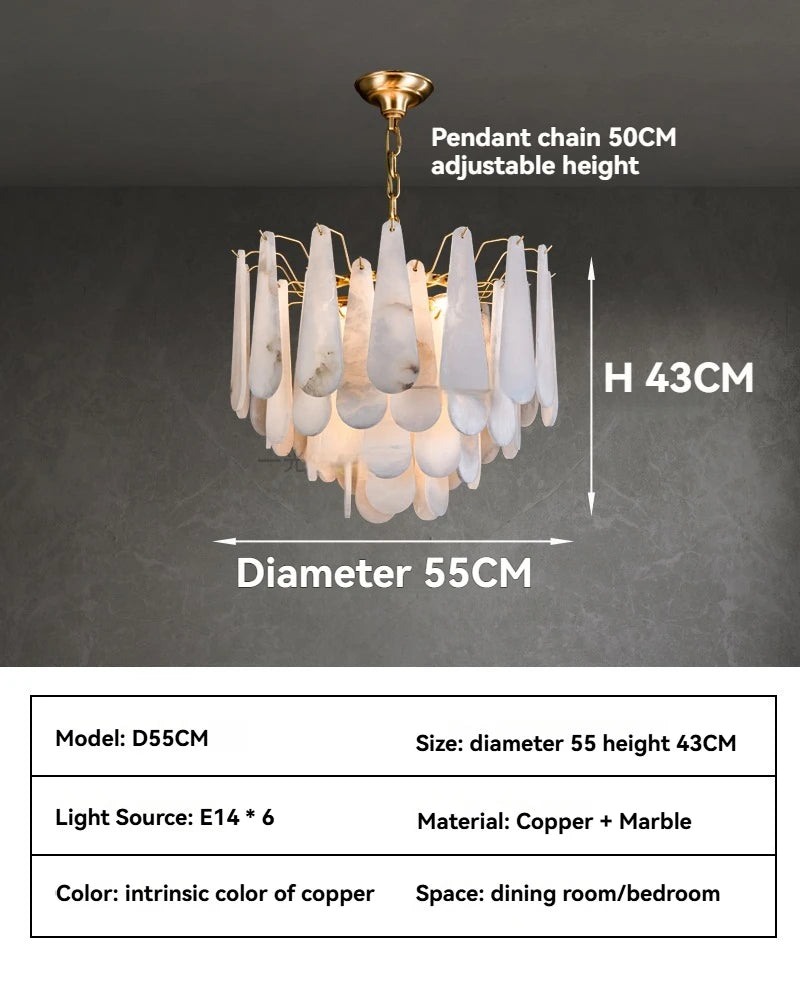 lustre suspension moderne marbre blanc doré luxe salon salle manger chambre élégant
