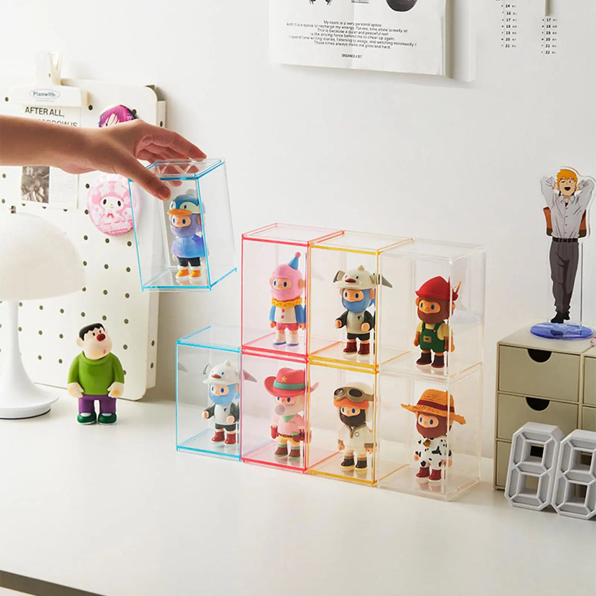 vitrine acrylique transparente boîte rangement empilable figurines jouets collectionnables protection anti poussière