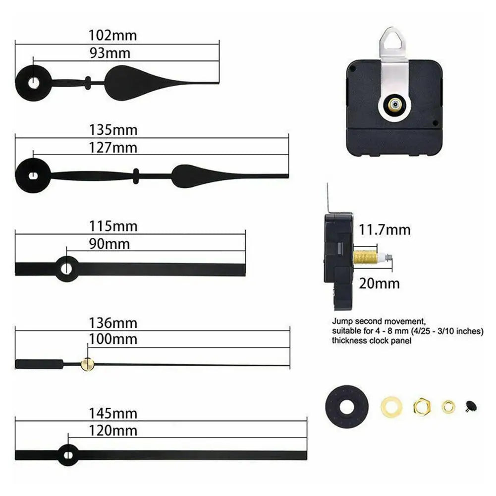 pièces réparation montre quartz mouvement horloge mains clip anneau serrure moderne noir doré