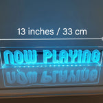 enseigne lumineuse néon now playing bleu clous câble usb interrupteur réutilisable salon