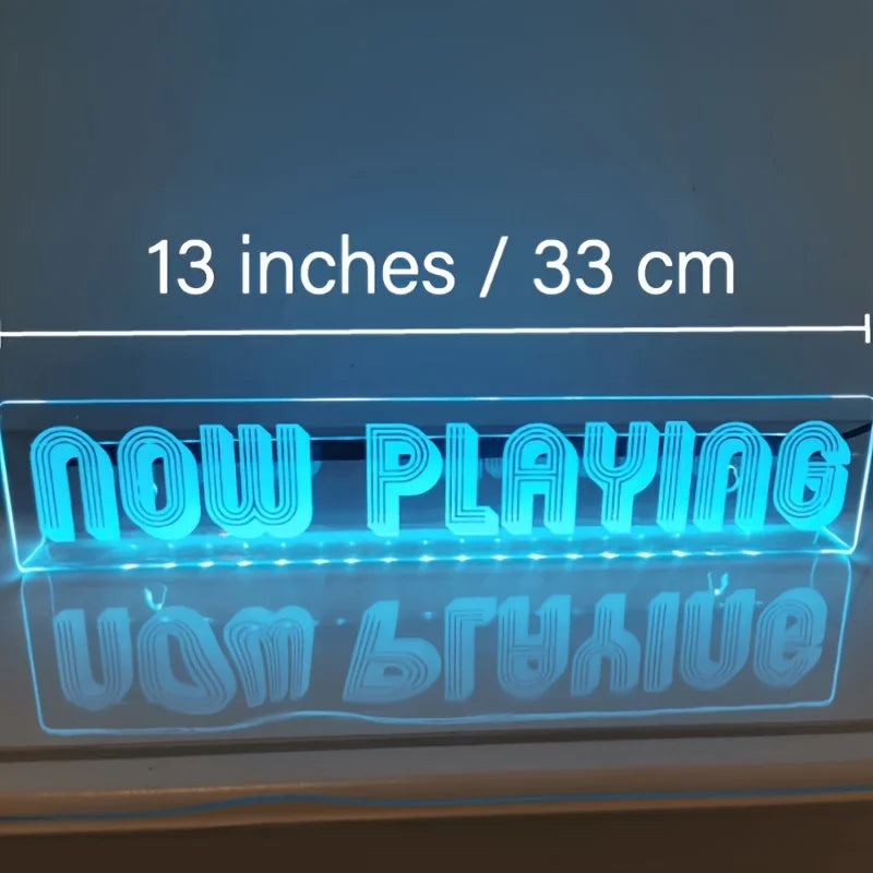 enseigne lumineuse néon now playing bleu clous câble usb interrupteur réutilisable salon