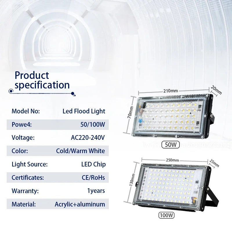 projecteurs led 50w 100w noir blanc moderne ip65 étanche fixationsextérieur 220v