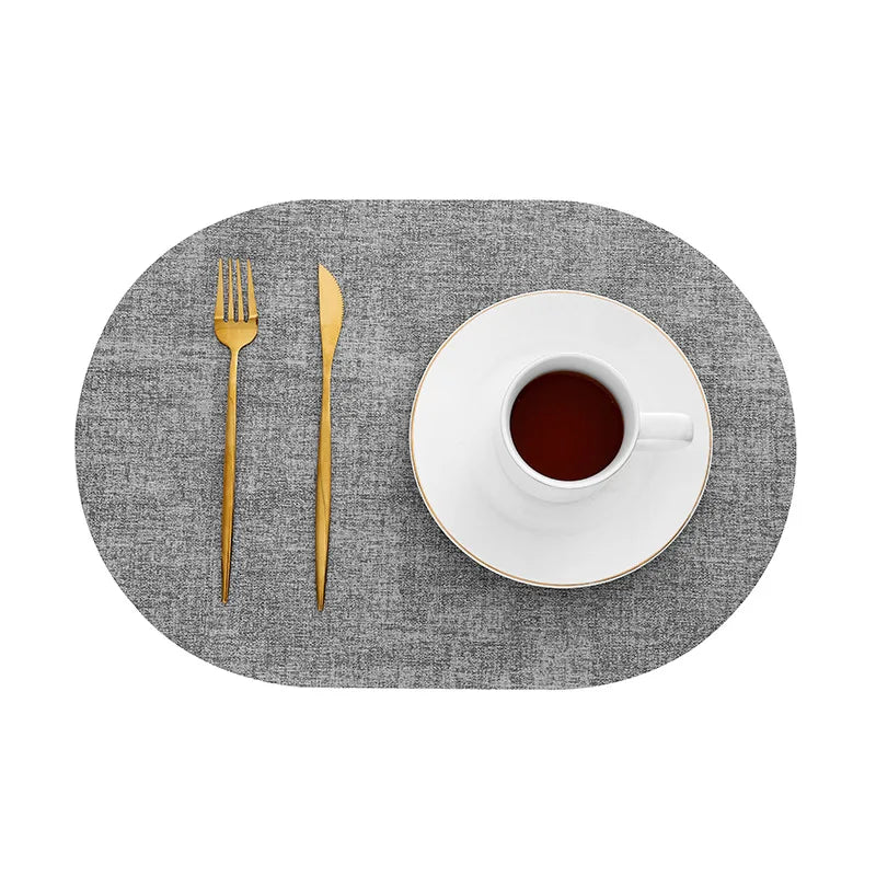 tapis table rectangulaire faux cuir effet lin moderne cuisine salle manger