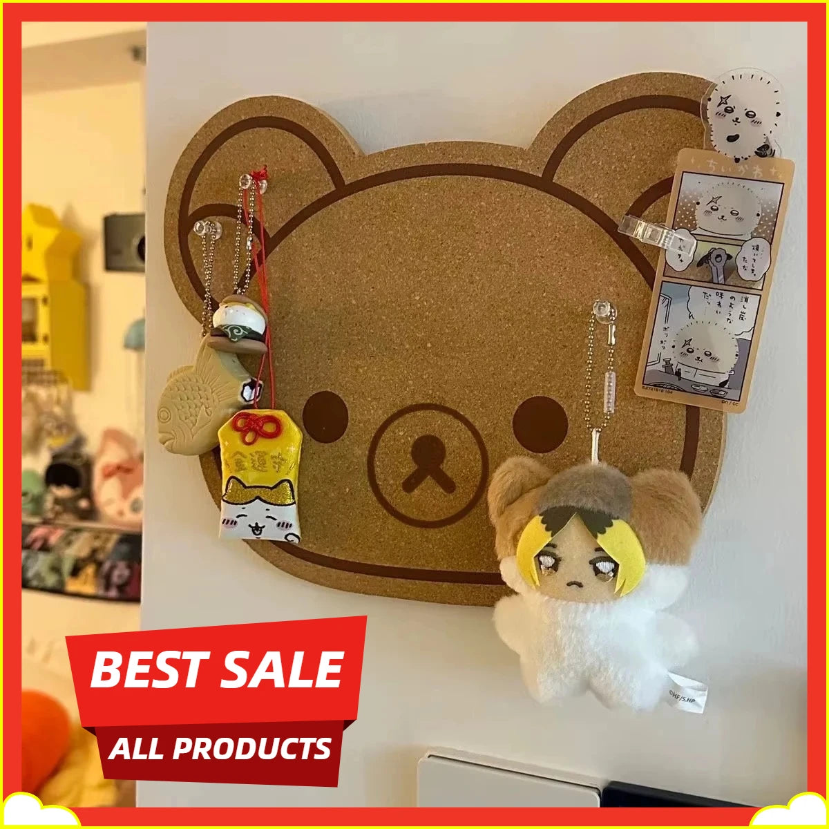 décoration murale kawaii ours mignon panneau liège porte clés animaux cartes