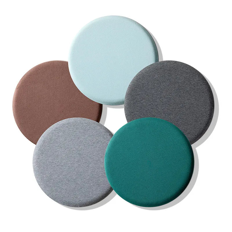 coussin rond mousse mémoire forme antidérapant coton lavable bleu gris marron vert moderne