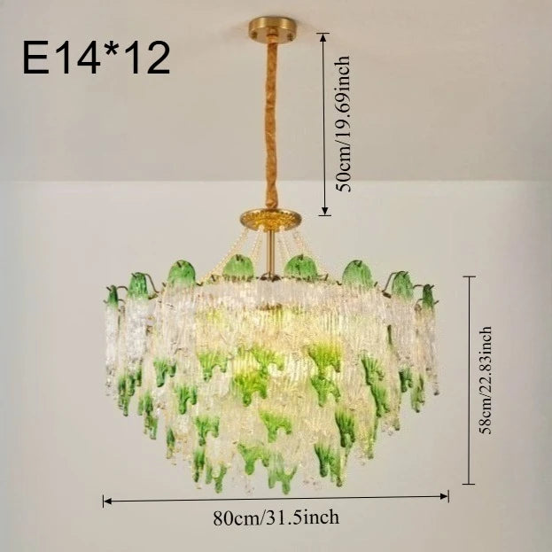 lampe suspendue vert classique blanches gouttes verre vintage doré
