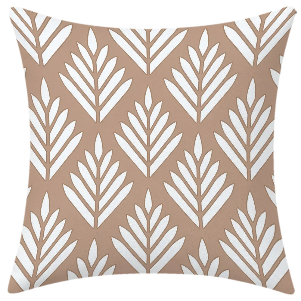 lot housses coussin décoratives motifs géométriques mandalas beige blanc moderne