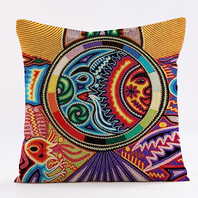 housse coussin multicolore motif ethnique imprimé polyester respectueux environnement bohème abstrait 45cm 45cmzipcode