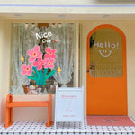autocollants fleurs stylisées nice day moderne diy pvc adhésif rose vert blanc jaune gris