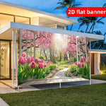 bannière décorative printemps tulipes cerisiers fleurs naturelle suspension mariage anniversaire