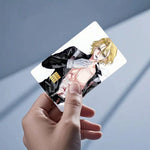 autocollant carte bancaire imperméable réutilisable personnage anime stanley snyder dr stone bleu noir