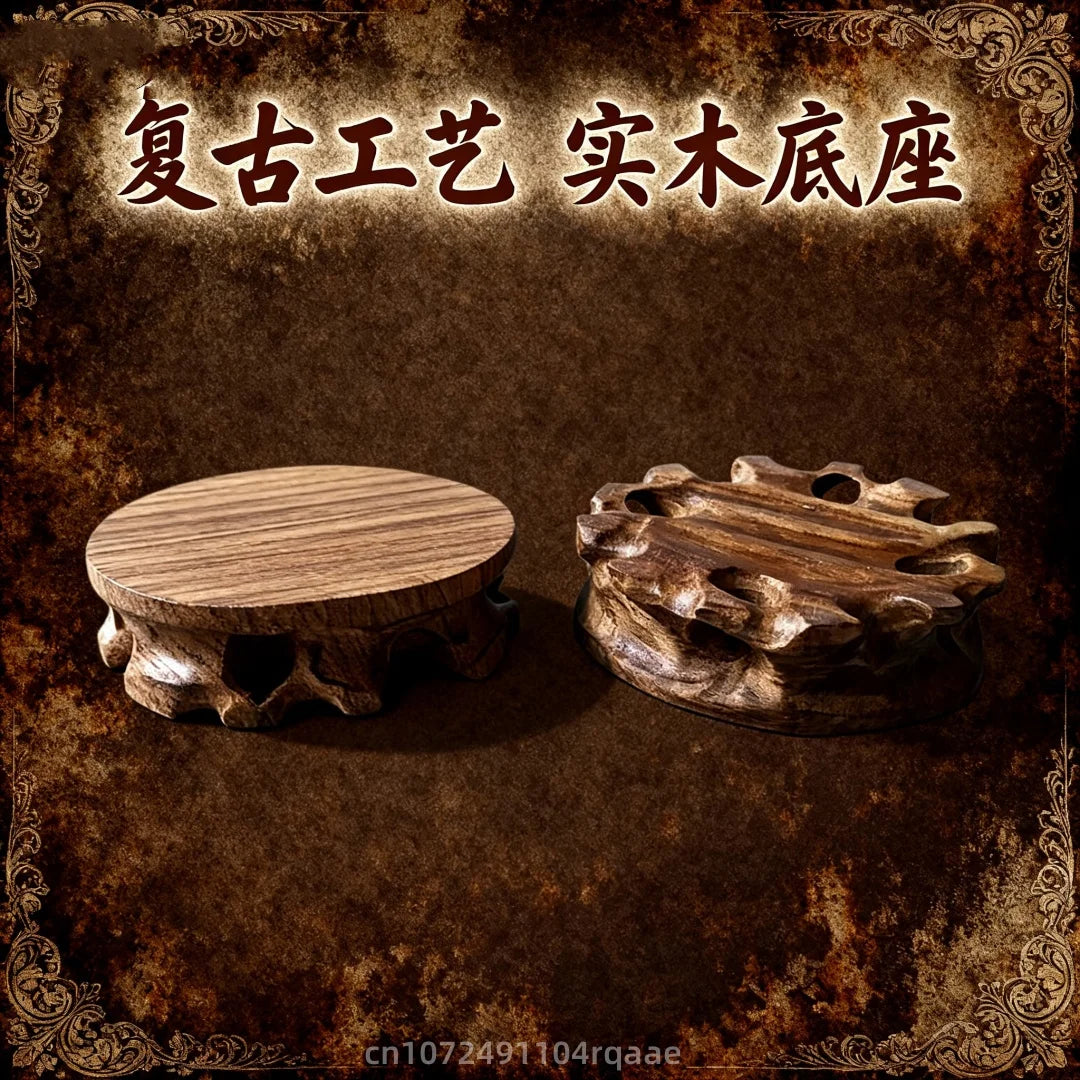 support circulaire bois texture naturelle vintage marron clair sculpté décoration maison présentoir artisanal industrial