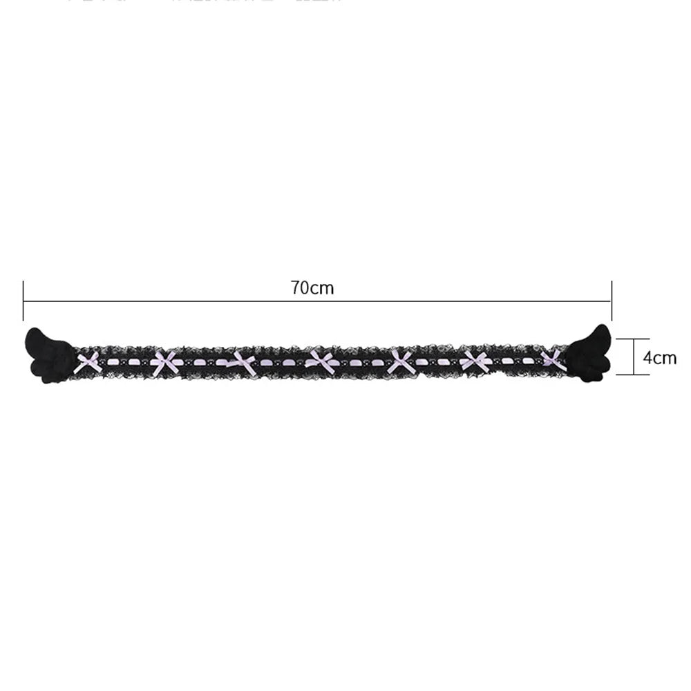 cache écran dentelle adhésif blanc noir rose bleu décoration mignonne oreilles noeuds