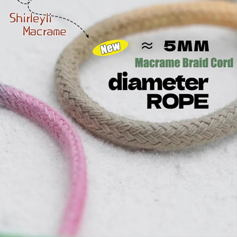corde macramé multicolore tressée 100 coton 3.3 yds haute ténacité créative artisanale pastel rose