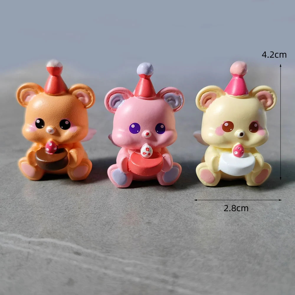 décoration gâteau résine lapin ours fée kawaii cartoon anniversaire 14+ orange rose beige bleuclair