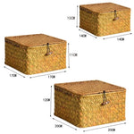 boîtes rangement marron clair tissage paille réutilisables respectueux environnement traditionnel cordon fermeture