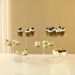 présentoir gâteaux transparent triple niveau cupcakes modernes élégants réutilisable multiple utilisations