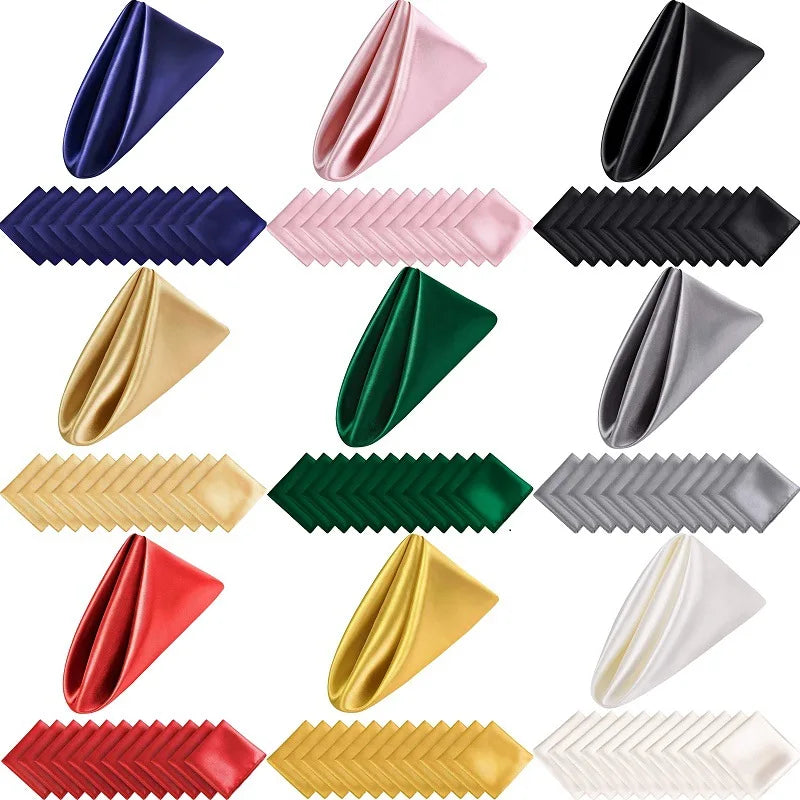 serviettes table pliées 30x30cm 6pièces couleurs unies moderne élégantes polyester coton bleu rose noir